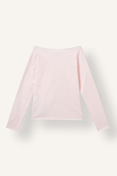 Slim Fit Büyük Yaka Uzun Kollu Basic Tişört Kız Çocuk