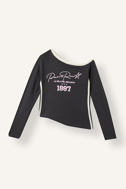 Fashion Fit Slogan Long Sleeve T-Shirt