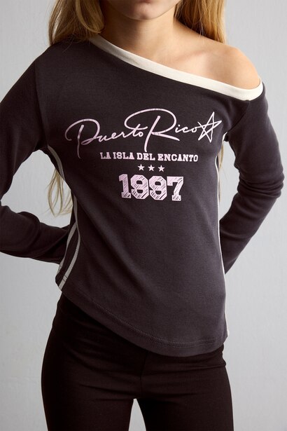 %100 Pamuk Fashion Asimetrik Bel Tişört Kız Çocuk