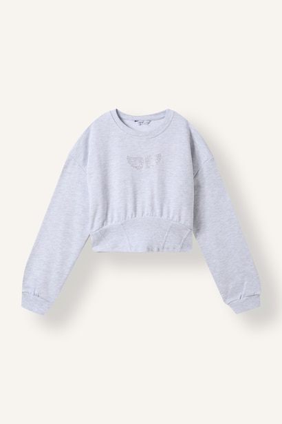 Taşlı Korse Detaylı Sweatshirt Kız Çocuk
