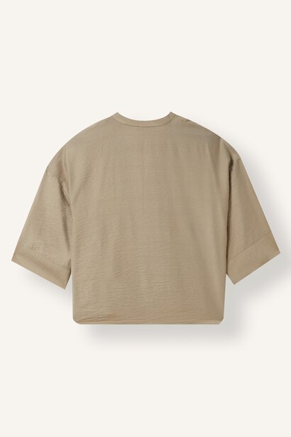 Brit Düğmeli Oversize Uzun Kollu Basic Bluz