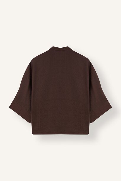 Brit Düğmeli Oversize Uzun Kollu Basic Bluz