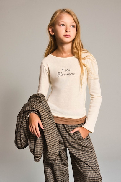 Woman Fashion Fit Slogan Long Sleeve T-Shirt