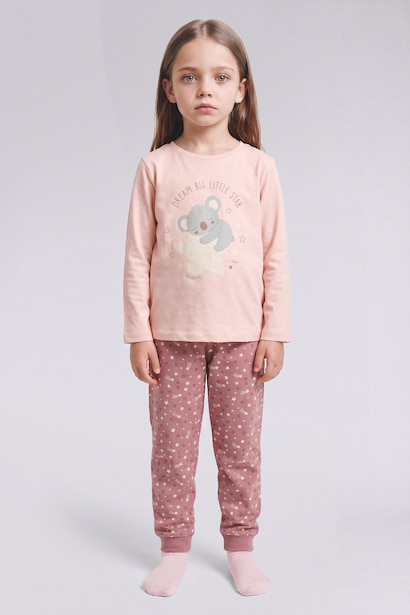 Woman 2 piece Regular Fit Crew Neck Animal Knitted Pyjamas