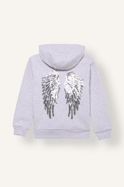 Woman Loose Fit Hooded Cardigan Printed