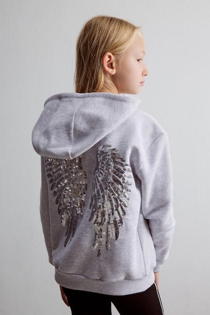İçi Yumuşak Tüylü Sweatshirt Hırka Kız Çocuk