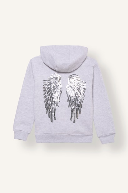 Woman Loose Fit Hooded Cardigan Printed