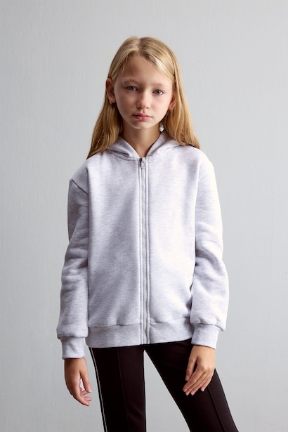 İçi Yumuşak Tüylü Sweatshirt Hırka Kız Çocuk
