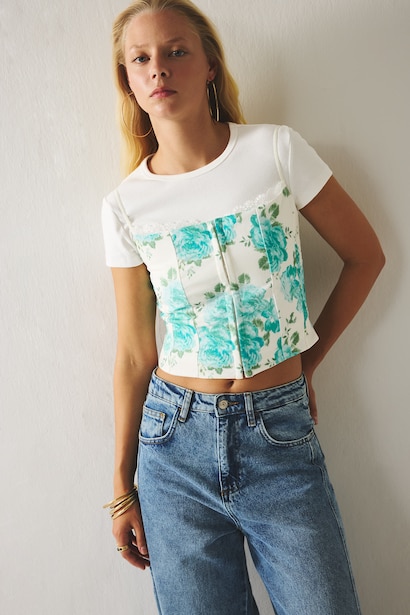 Slim Fit Printed Square Collar Tank Top