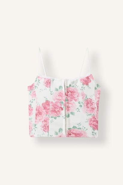 Slim Fit Printed Square Collar Tank Top