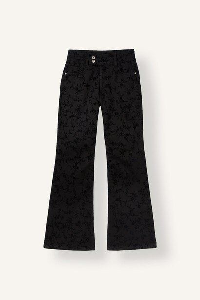 Jakarlı Flare Fit Cepli Pantolon