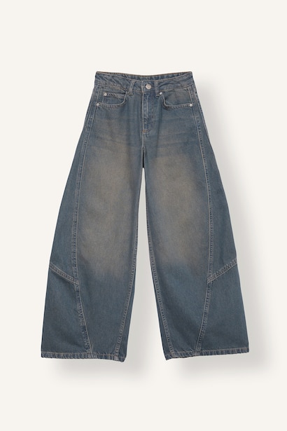 Loose Fit Dikişli Jean Pantolon Kız Çocuk