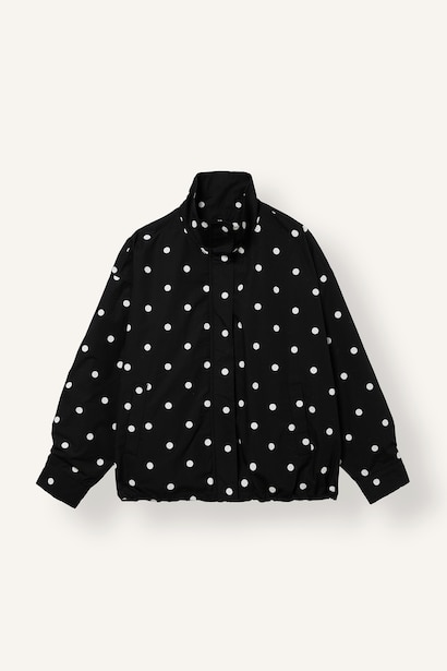 %100 Pamuk Puantiyeli Poplin Crop Ceket
