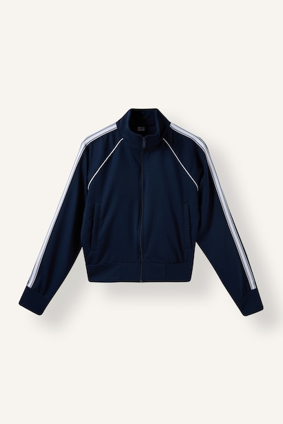 Standart Fit Şerit Detaylı Basic Sweatshirt Hırka