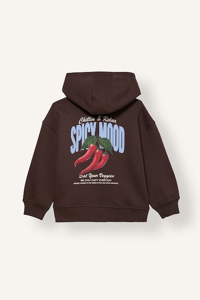 Oversize Kapüşonlu Baskılı Sweatshirt Kız Çocuk