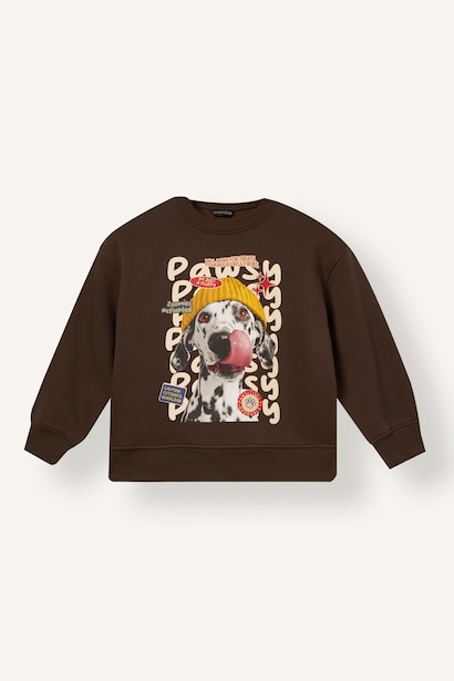 Woman Oversize Fit Printed Crew Neck Sweatshirt