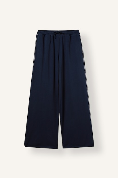 Wide Leg Thick Sweatshirt Fabric Trousers