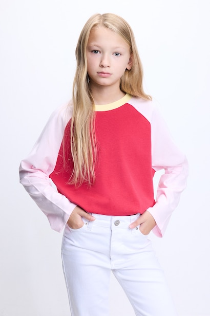 %100 Pamuk Reglan Uzun Kollu Basic Tişört Kız Çocuk