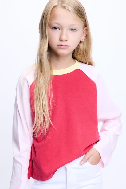 %100 Pamuk Reglan Uzun Kollu Basic Tişört Kız Çocuk