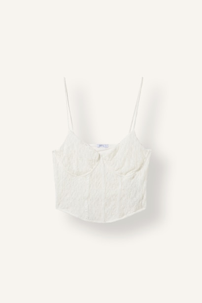 Slim Fit Lace Heart Collar Tank Top