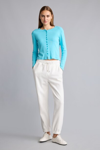 Slim Fit Düğmeli Ribana Basic Hırka
