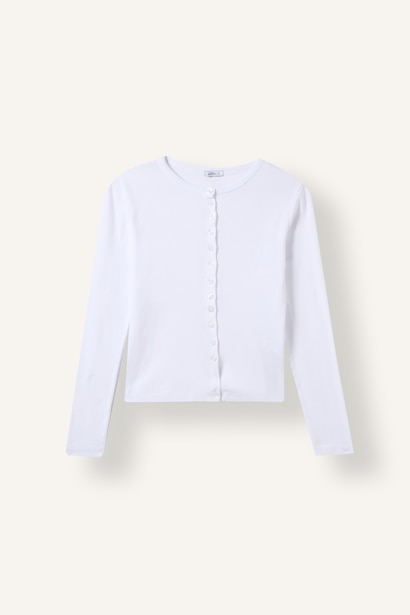 Slim Fit Düğmeli Ribana Basic Hırka