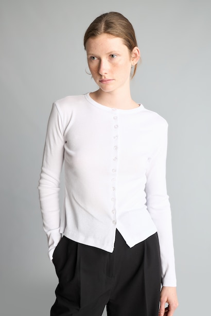 %100 Pamuk Slim Fit Düğmeli Ribana Basic Hırka