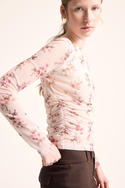 Slim Fit Tulle Long Sleeve T-Shirt