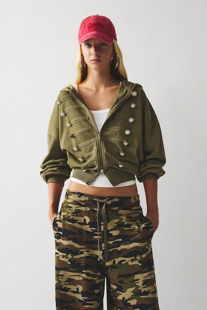 Loose Fit Düğme Detaylı Napolyon Hırka