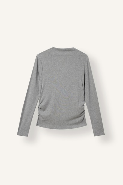 Regular Fit Büzgülü Uzun Kollu Basic Tişört