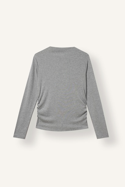 Regular Fit Büzgülü Uzun Kollu Basic Tişört