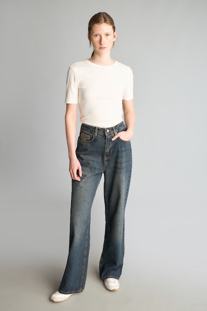 High Waist Straight Fit Trousers