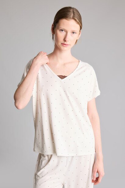 Regular Fit V Yaka Desenli Pijama Takım