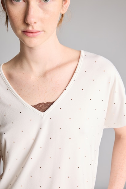 Regular Fit V Yaka Desenli Pijama Takım