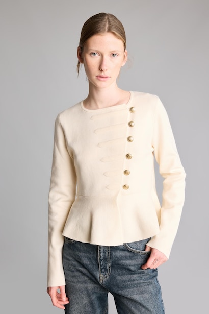 Regular Fit Düğmeli Peplum Basic Hırka