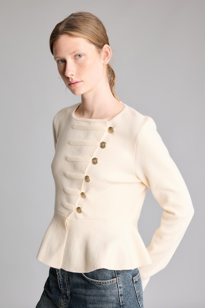 Regular Fit Düğmeli Peplum Basic Hırka