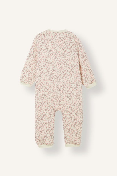 %100 Pamuk Fermuarlı Leopar Desenli 1.6 Tog Tulum Kız Bebek