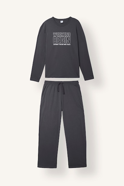 %100 Pamuk Baskılı Regular Fit 2'li Pijama Takımı