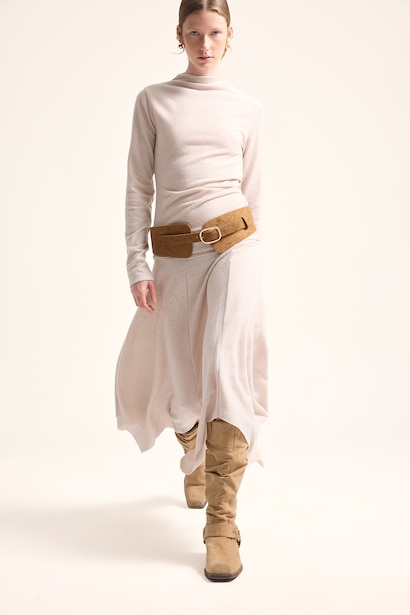 A Cut Normal Waist Midi Skirt