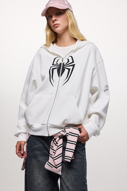 Oversize Fit Thick Sweatshirt Fabric Cardigan