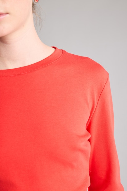 %100 Pamuk Slim Fit Büzgülü Uzun Kollu Basic Tişört