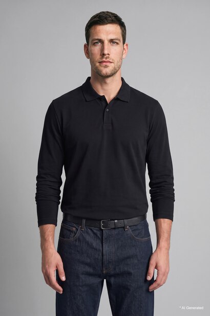 Regular Fit Pique Long Sleeve T-Shirt