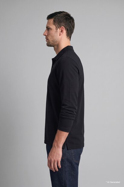 Regular Fit Pique Long Sleeve T-Shirt