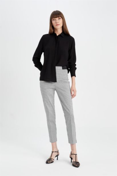 Cigarette Fit Regular Hem Animal Satin Trousers