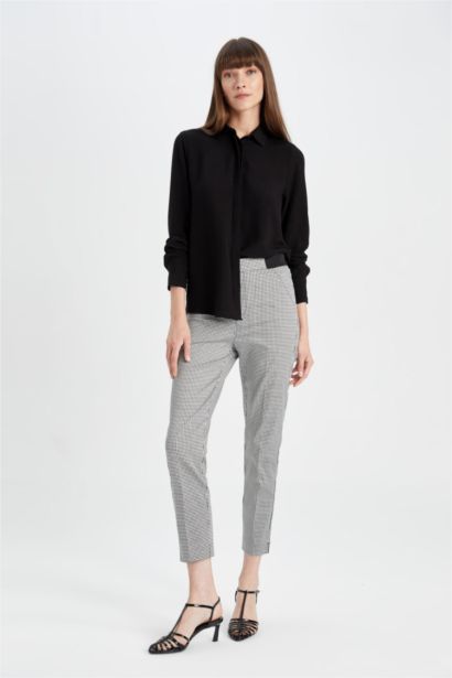 Cigarette Fit Regular Hem Animal Satin Trousers