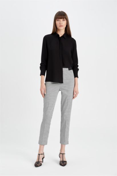 Cigarette Fit Regular Hem Animal Satin Trousers