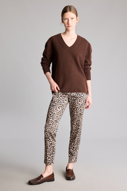 Sigaret Saten Leopar Desenli Pantolon