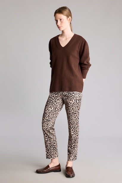 Sigaret Saten Leopar Desenli Pantolon