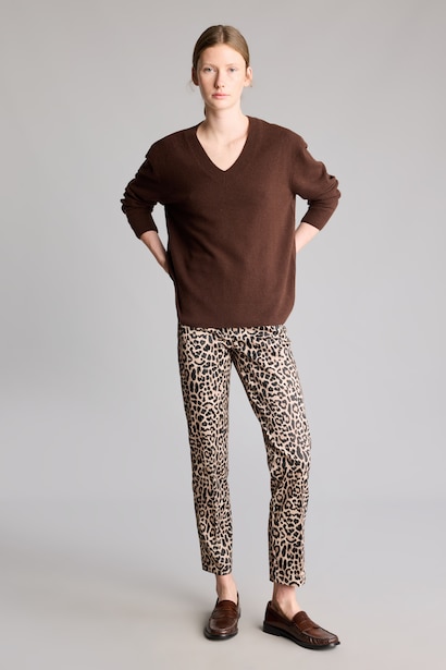 Sigaret Saten Leopar Desenli Pantolon