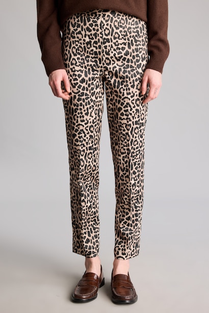 Sigaret Saten Leopar Desenli Pantolon